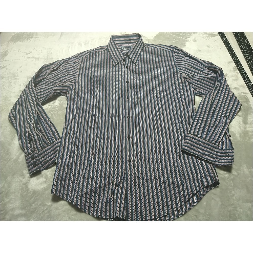 7 Diamonds Shirt Men XL Black‎ Vibrant Stripes Festive Long Sleeve Button Up